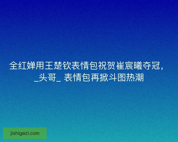 全红婵用王楚钦表情包祝贺崔宸曦夺冠,_头哥_ 表情包再掀斗图热潮 全红婵用王楚钦表情包祝贺崔宸曦夺冠,_头哥_ 表情包再掀斗图热潮