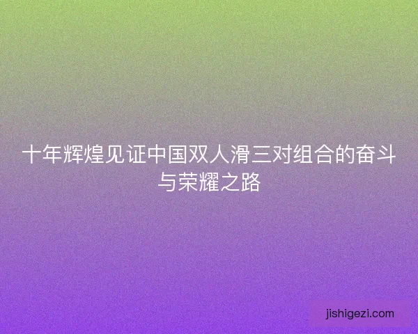 十年辉煌见证中国双人滑三对组合的奋斗与荣耀之路