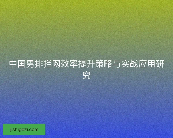 中国男排拦网效率提升策略与实战应用研究